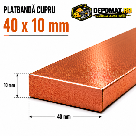 Platbanda cupru 40 x 10 mm – lungime 4 metri – EN Cu-ETP